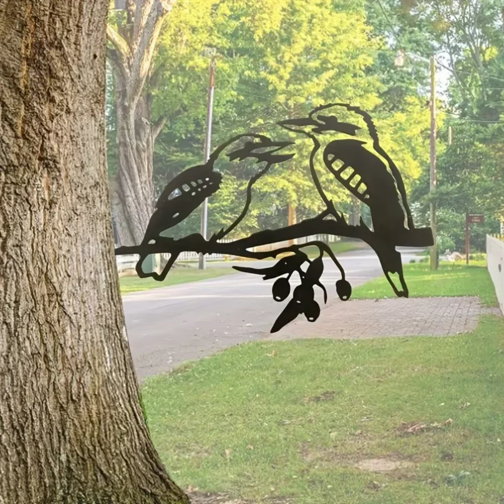 CIFBUY Metal Wall Art Tree Stump Bird Silhouette Iron Decorative Insert Garden Patio Outdoor Home Yard Branch Ornament
