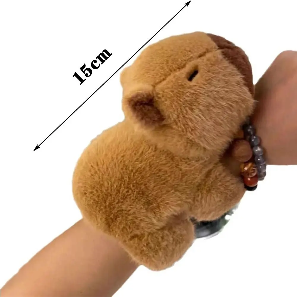 Bonitas pulseras de bofetada de capibara de peluche, muñecos de peluche de dibujos animados, pulsera de bofetada de capibara, juguete para regalo interactivo