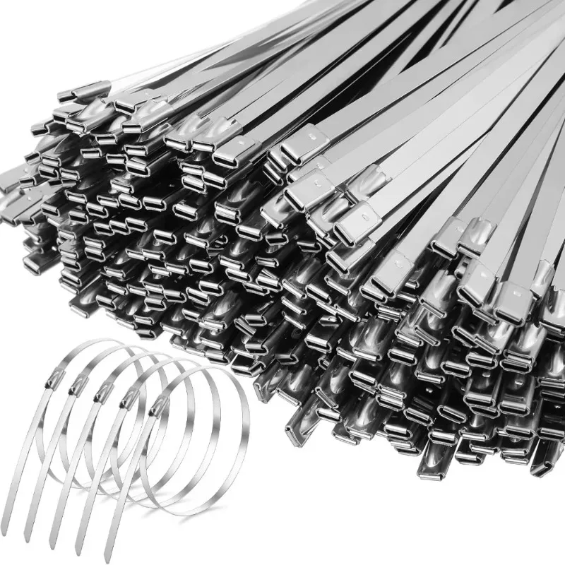 304 Stainless Steel Zip Ties Width 4.6mm Heavy Duty Multi-Purpose Self-Locking Cable Ties for Machinery Vehicles Exhaust