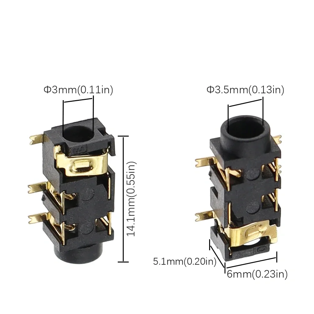 20PCS 3.5mm Audio Jack PJ-327A 5-Pin Gold-Plated SMD Headphone Socket Connector Power Plug for Electronic Components