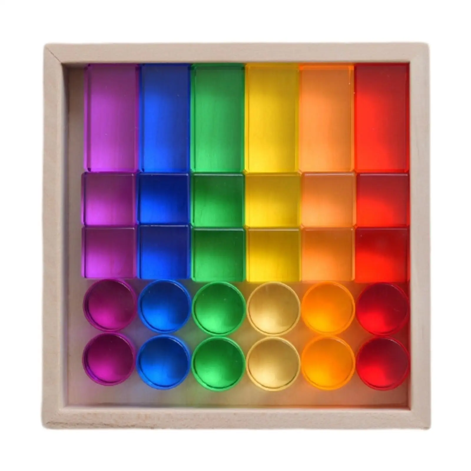 

Rainbow Building Blocks Set Hand Eye Coordination Fine Motor Skills Acrylic GEM Stone Cubes for Kids Boys Girls Birthday Gift