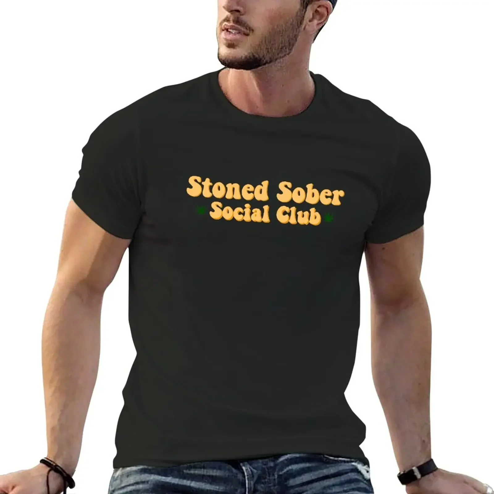 Stoned Sober Social Club T-Shirt oversizeds for a boy plus size tops men graphic t shirts