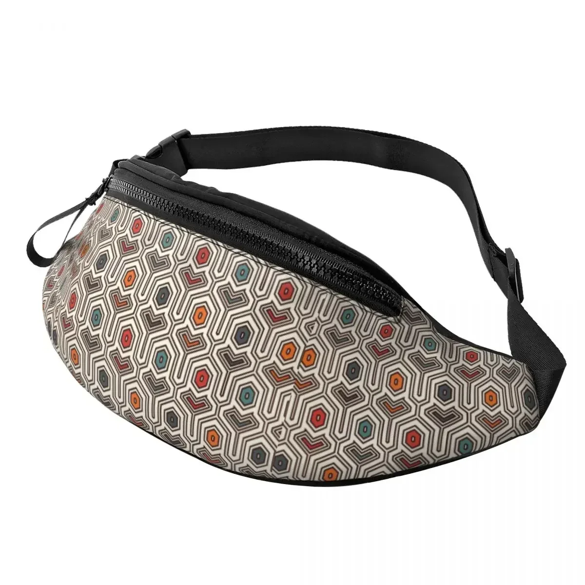 

Colorful Ankara Geometric Pattern Fanny Pack for Women African Ethnic Tribal Art Crossbody Waist Bag Traveling Phone Money Pouch