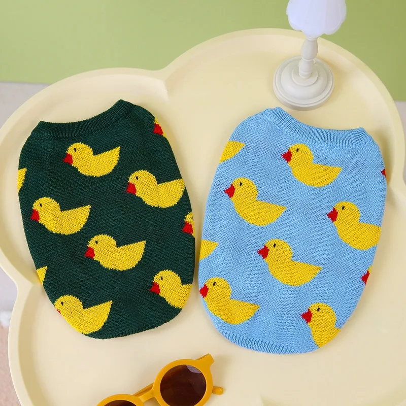 

Autumn New Dog Clothes Cartoon Duck Sweater Teddy Warm Knit Puppy Soft Two Legs Clothes Winter Pet Supplies