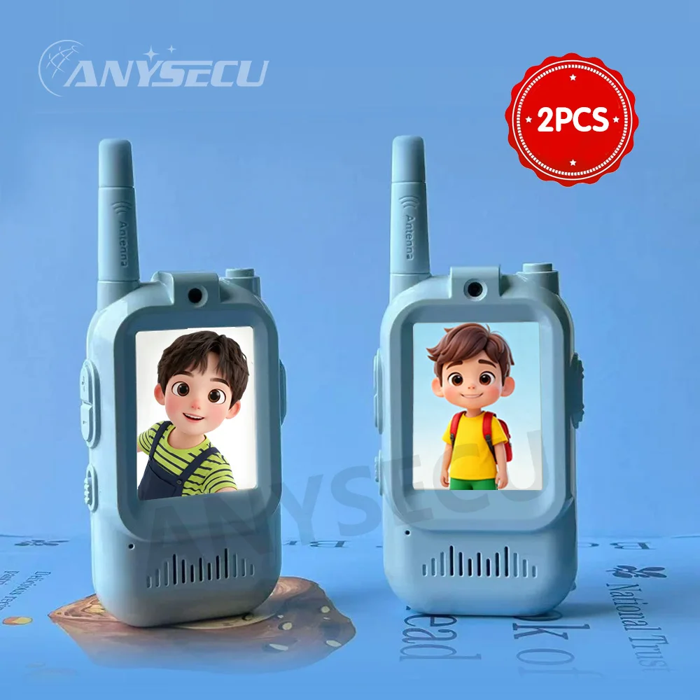 Walkie Talkies de Vídeo para Crianças, Pacote com 2, Intercomunicador Recarregável, Walkie-talkie Fofo com Tela de 2 Polegadas, Chamada com Um Clique, Intercomunicador de Vídeo Infantil