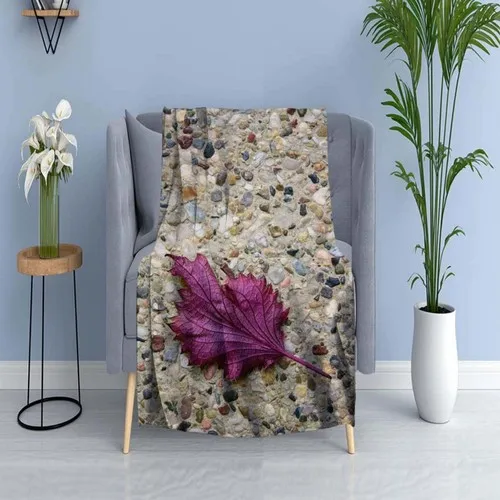 Else Carpet Else Purple Leaf Stone Wall Wellsoft Patterned 3D Tv Blankets