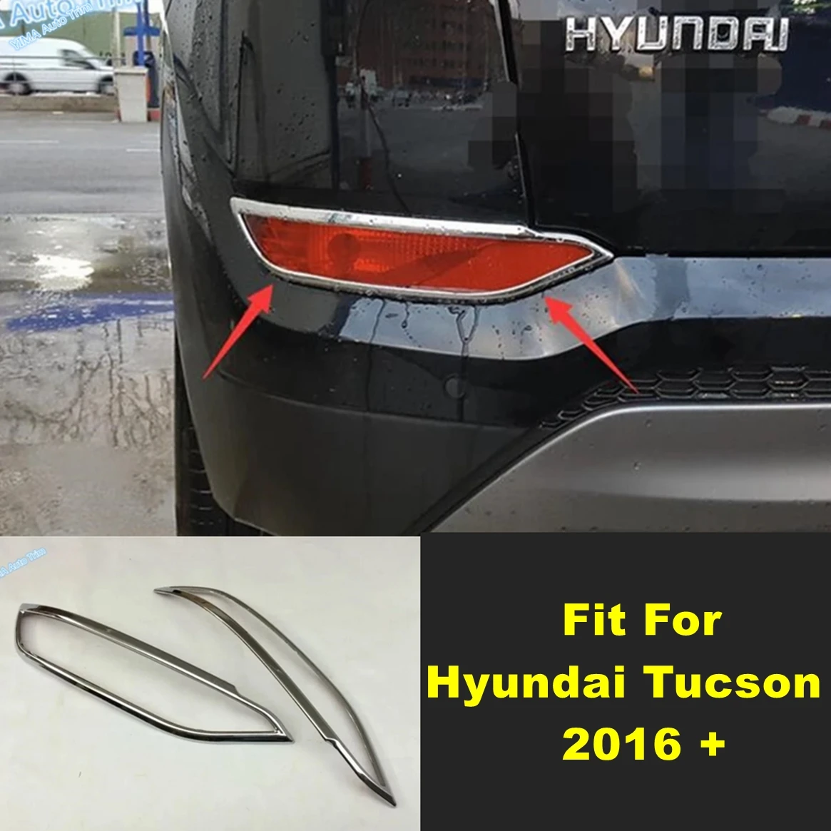 

Auto Rear Tail Fog Lights Lamp Decor Frame Cover Trim For Hyundai Tucson 2016 2017 2018 Chrome Exterior Refit Kit Accessories