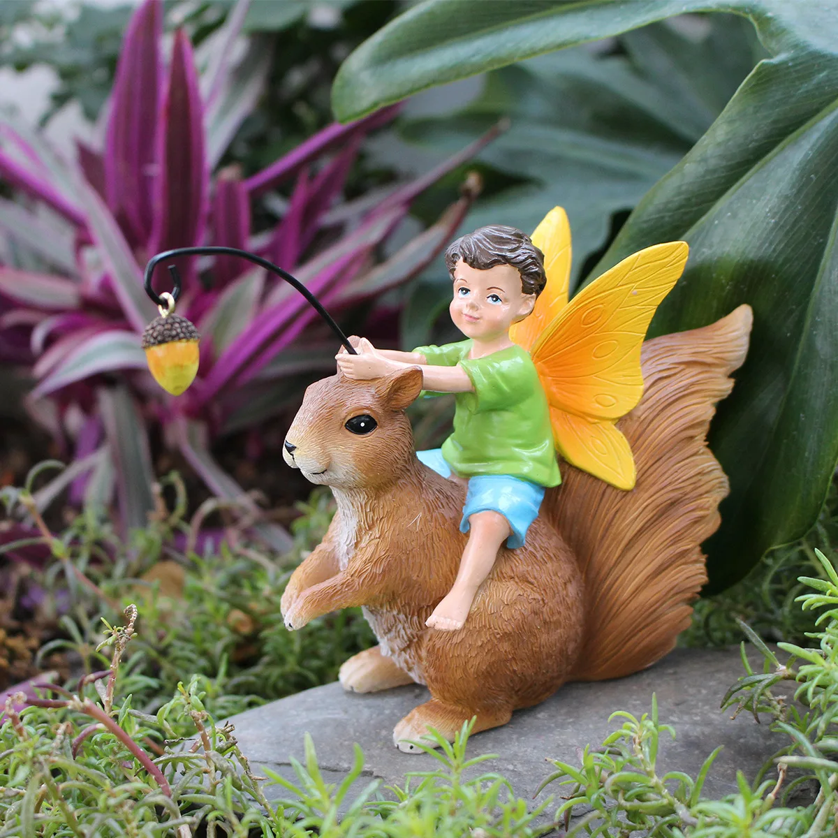 

‌Resin Fairy Riding Squirrel Statue - Whimsical Garden Ornament for Trees & Shrubs‌