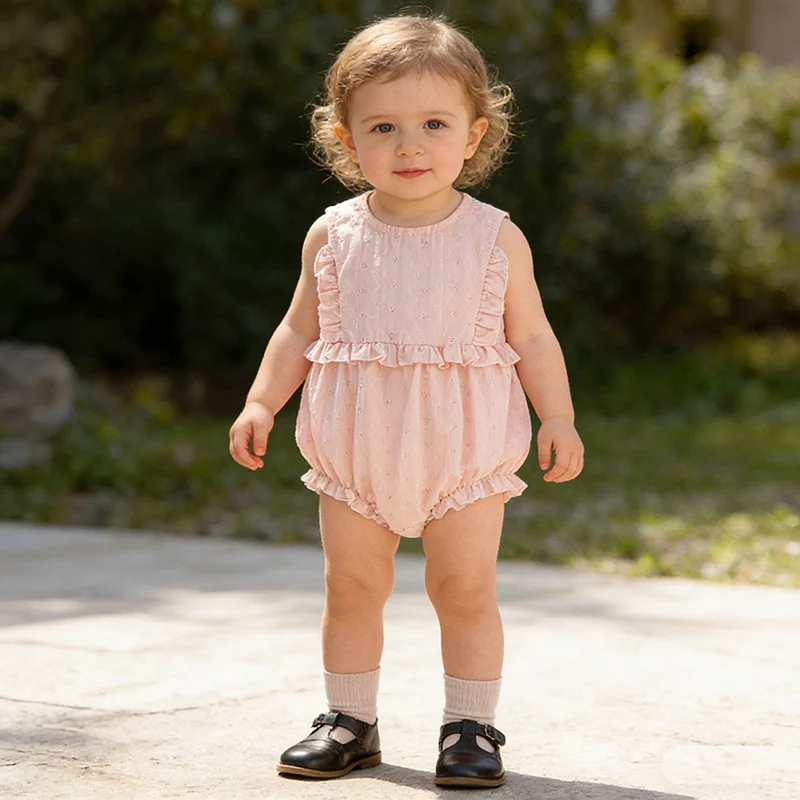 

2026 New Summer Newborn Baby Girls Romper Sleeveless Cotton Solid Color Toddler Baby Girls Jumpsuit 0-24M Children Clothes