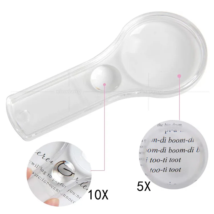 30Pcs Handheld Magnifier Organic Glass 5X 10X Magnifying Glass Acrylic Optical Material Fully Transparent Anti Drop