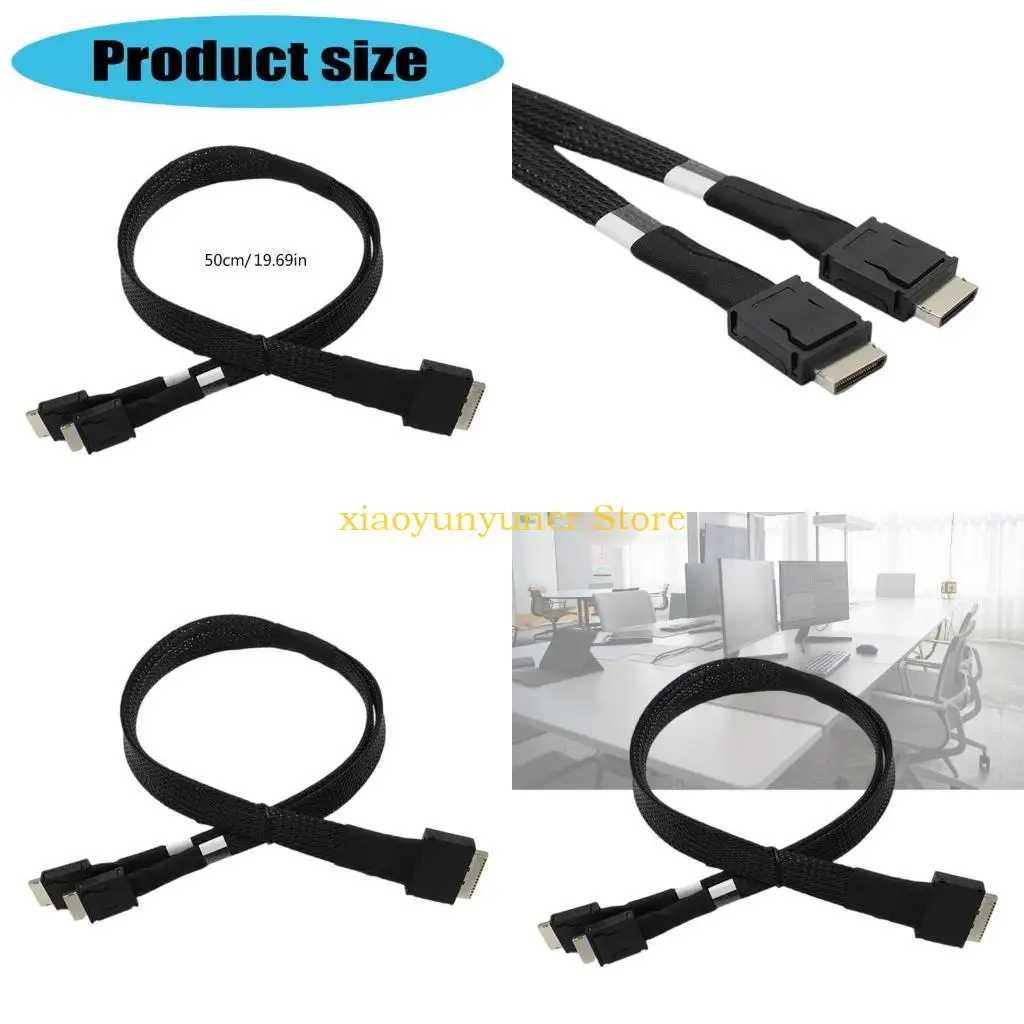 

P9JB Data Link Cable SFF8611 8i to SFF8611 4ix2 Cord Highly Speed 50cm for Networking