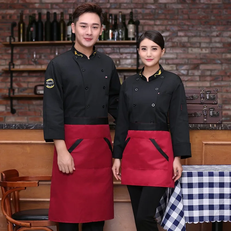 C670 Chef's Long-sleeve Plus Size Clothes Hotel Catering Cake Shop Canteen Kitchen  Chef Jacket Waiter Coat Big Size