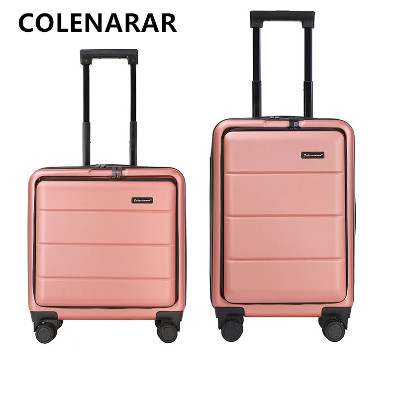 COLENARA 캐빈 가방 전면 개방 탑승 상자 USB 충전 트롤리 케이스 18 "20" 22 "24" 26 "28 인치 대용량 수하물