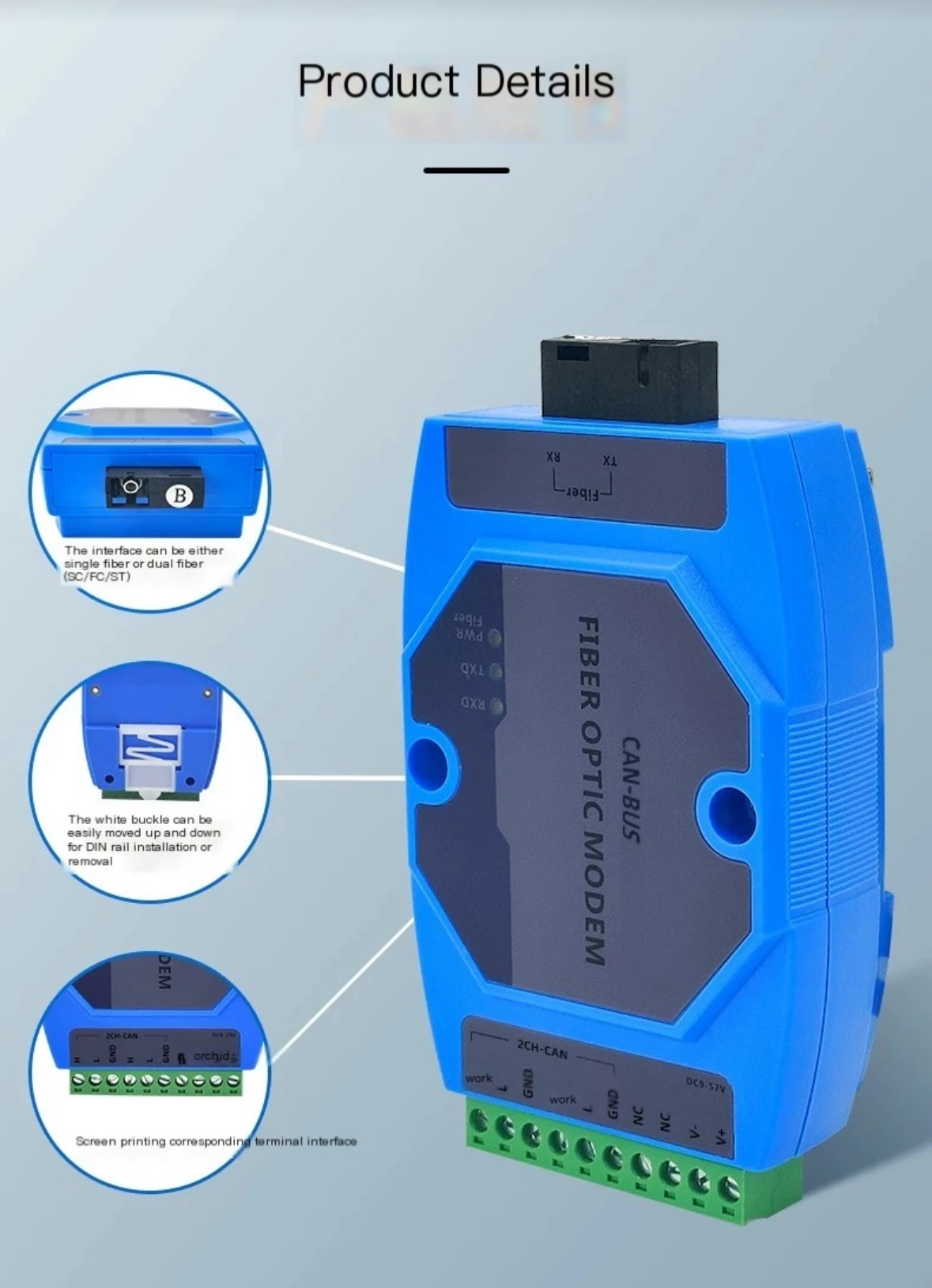 LiL-BUS-Convertisseur Fibre Optique Industriel, 1 CH, 2 CH, 1 Paire