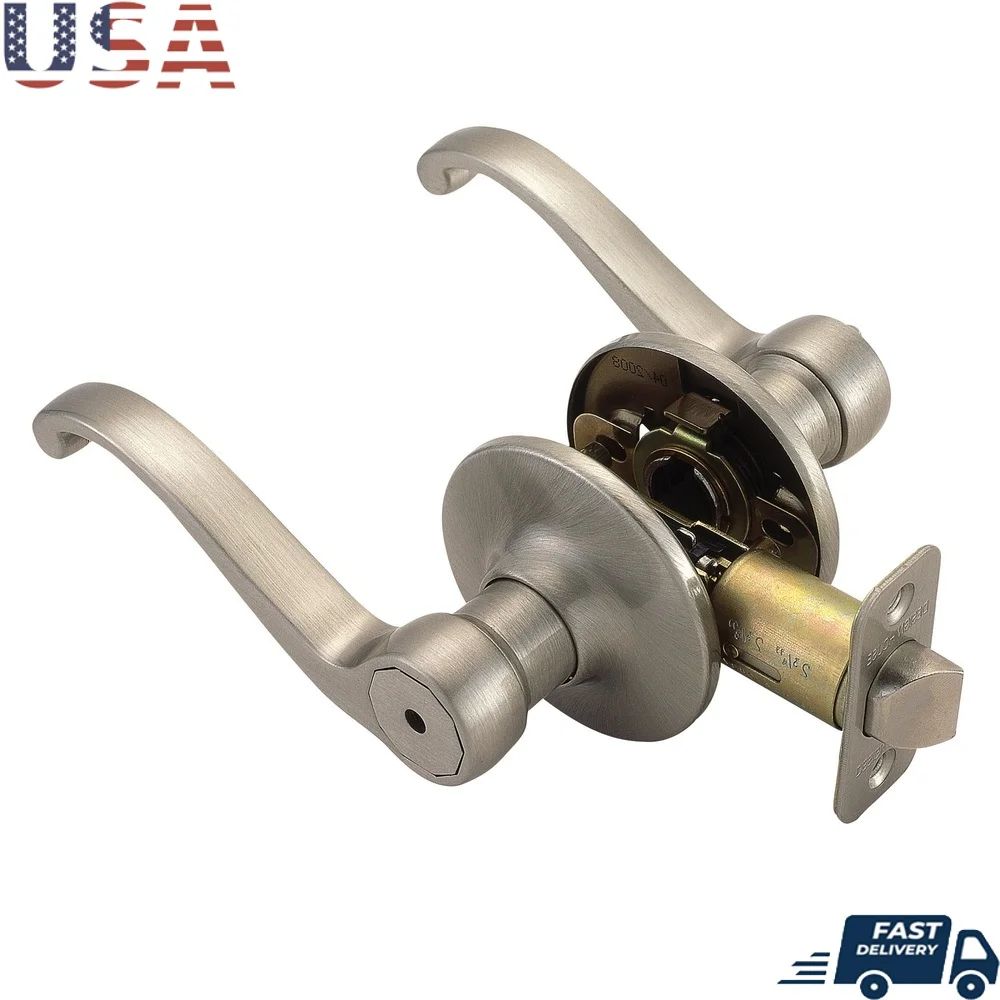 

Satin Nickel 2-Way Privacy Door Lever Ergonomic Design Adjustable Backset Security Lock Left Right Handed Doors