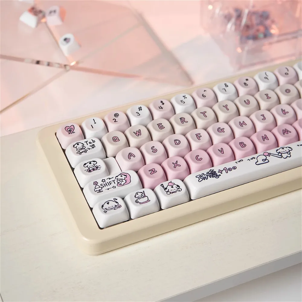 Spotted puppy Sanrio mechanical keycap PBT sublimation 132 key macaron color scheme ball cap girls animation set 61/87/104