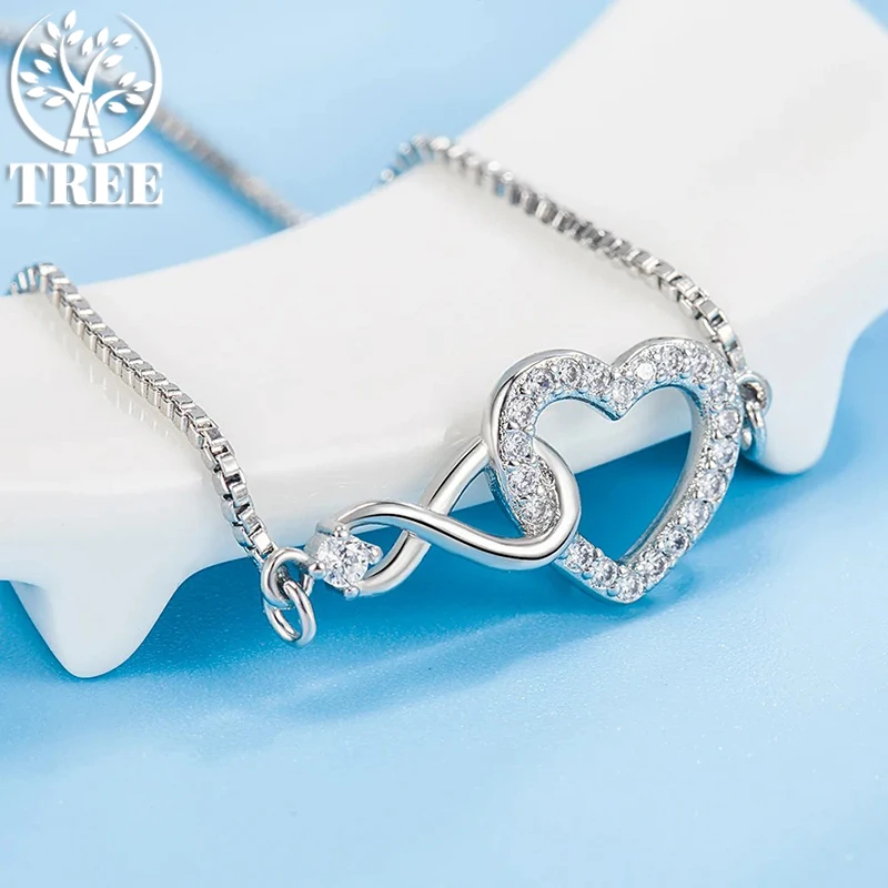 

ALITREE 925 Sterling Silver Infinite Heart Zircon Bracelets For Women Fashion Designer Fine Jewelry Accessories Charm Gifts