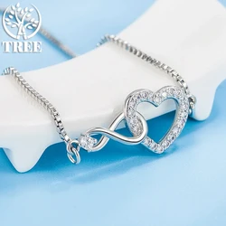 ALITREE 925 Sterling Silver Infinite Heart Zircon Bracelets For Women Fashion Designer Fine Jewelry Accessories Charm Gifts