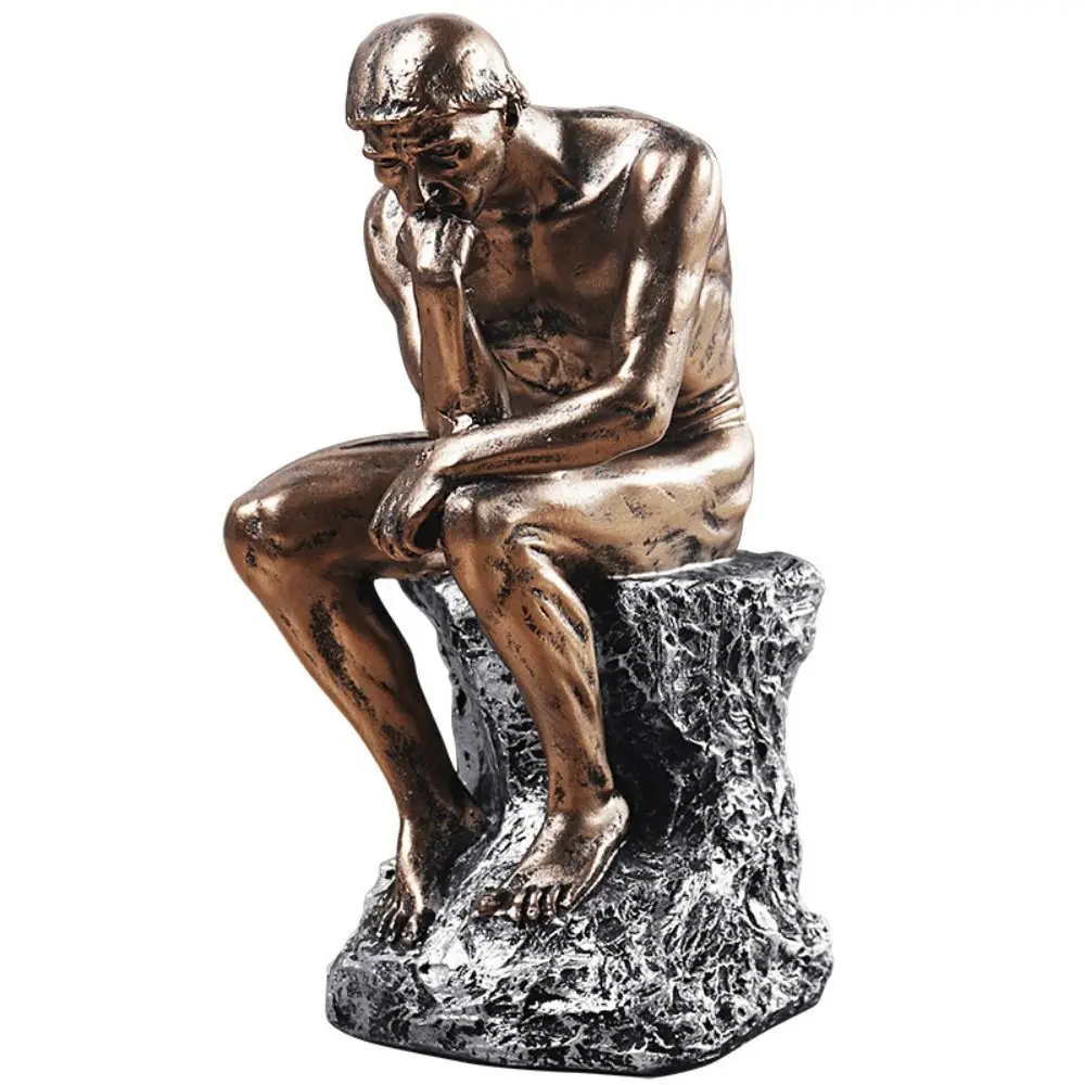 European Style Thinker Sitting Man Statue Creative Kawaii Thinker Sitting Resin Sculpture Romance Durable Thinker Office