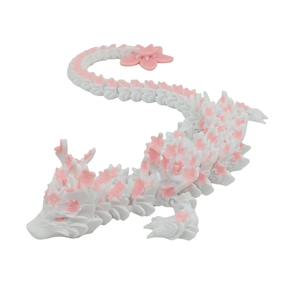 3D Printed Crystal Dragon Articulated Dragon Fidget Toy Cherry Blossom Dragon Home Office Decor Birthday Gift for Boys