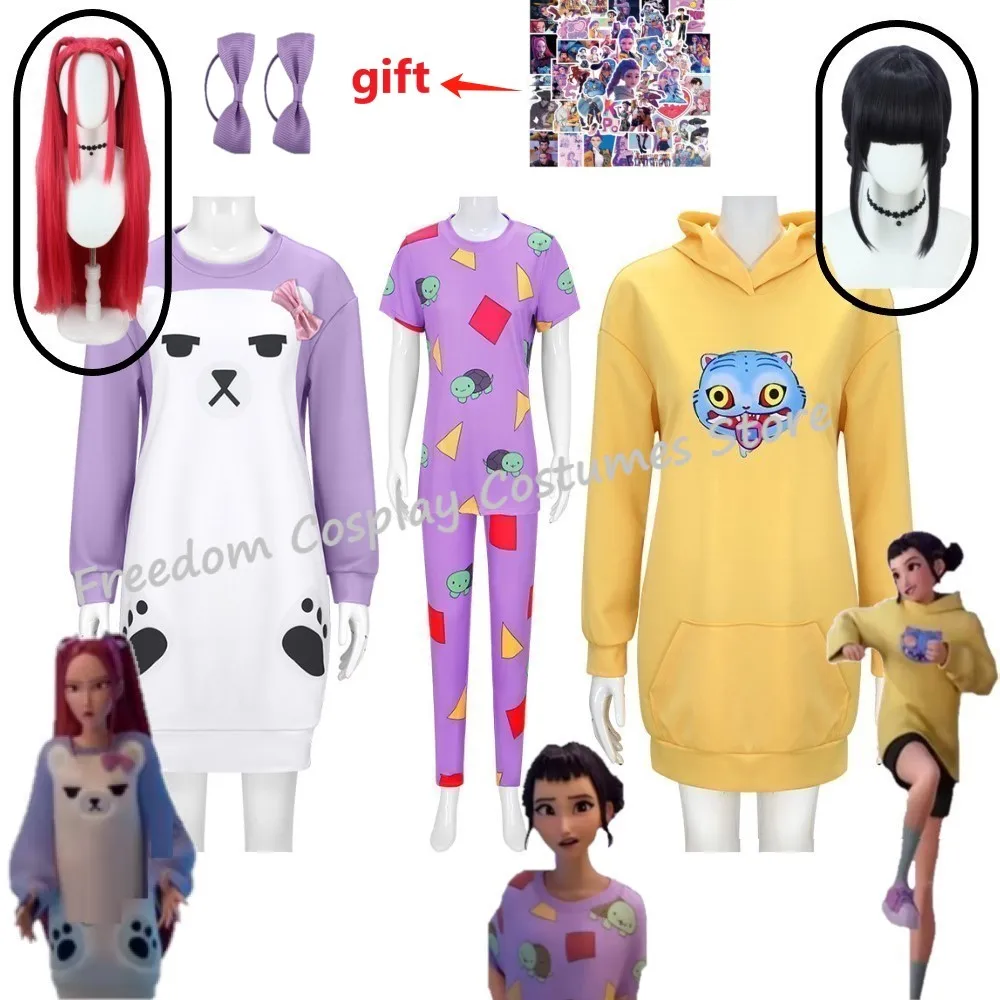 

IN STOCK NEW Anime Mira Purple Bear Sleepwear Zoeyv Purple Pajamas Yellow Hoodie Halloween Party Suit daily outfit