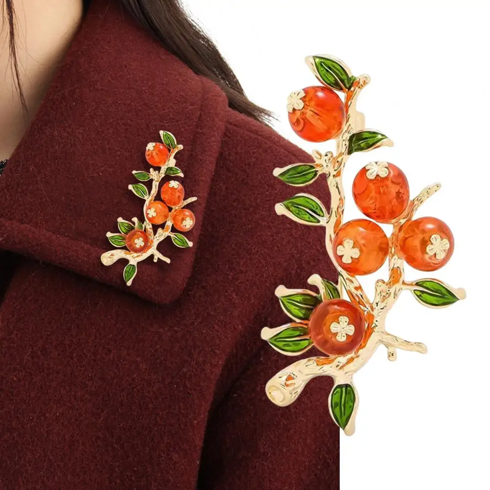 Persimmon Shape Brooch Pin Appearance Fine Craftsmanship Enamel Brooch Suit Lapel Pin Corsage Accessory