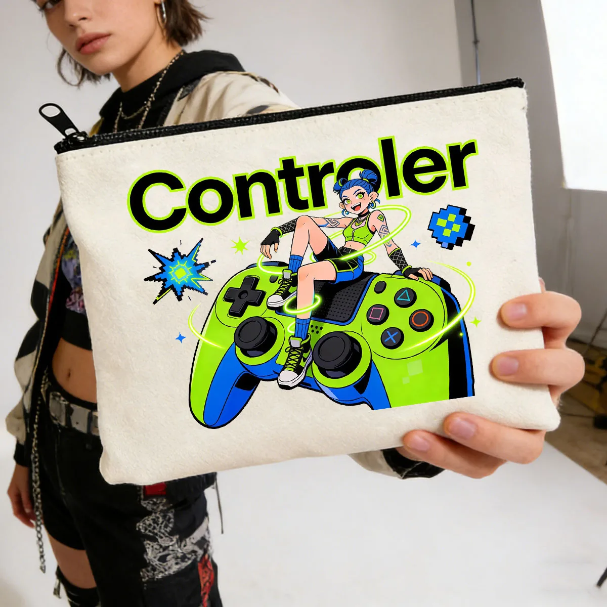 

1 шт., холщовая сумка для ручек с рисунком игры, многофункциональная холщовая сумка, холщовая сумка для хранения рук