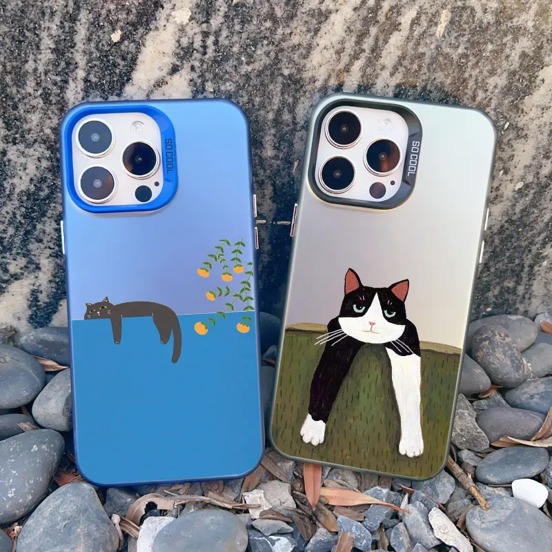 다양한 스타일의 고양이 휴대폰 케이스, 아이폰 15, 13, 12, 11, 14 프로 맥스, 13 미니, 14, 15 플러스, 충격 방지 매트 레이저 후면 커버, 쿨 펀다