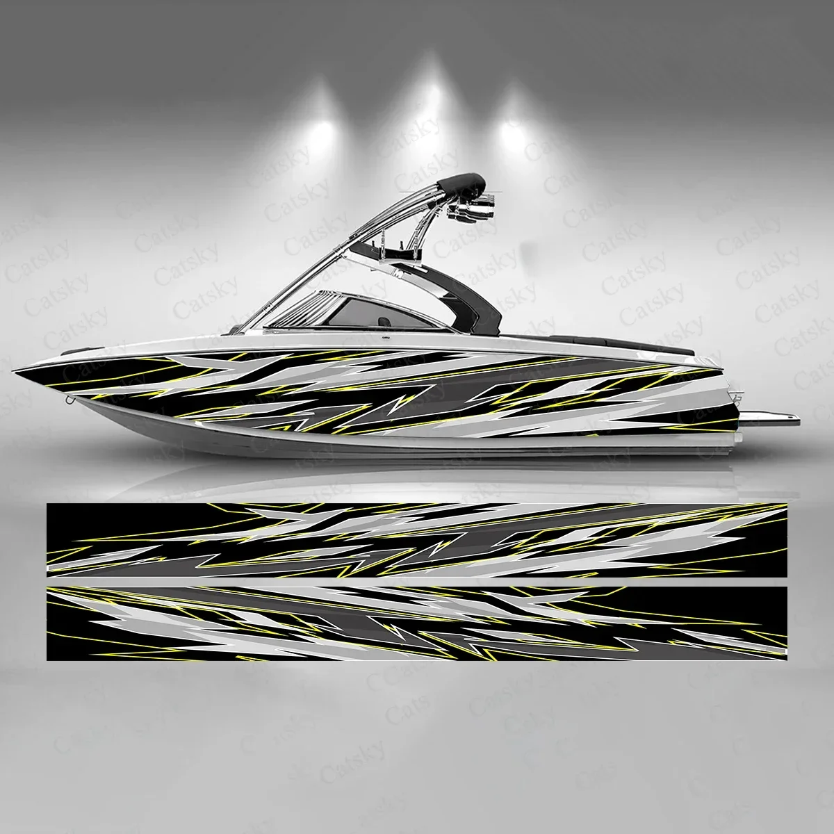 Gradient Stripes Colorful Lightning Lines Cool Boat Sticker Vinyl Ship Pontoon Deck Boat Fishing Decorative Pontoon Boats Decal