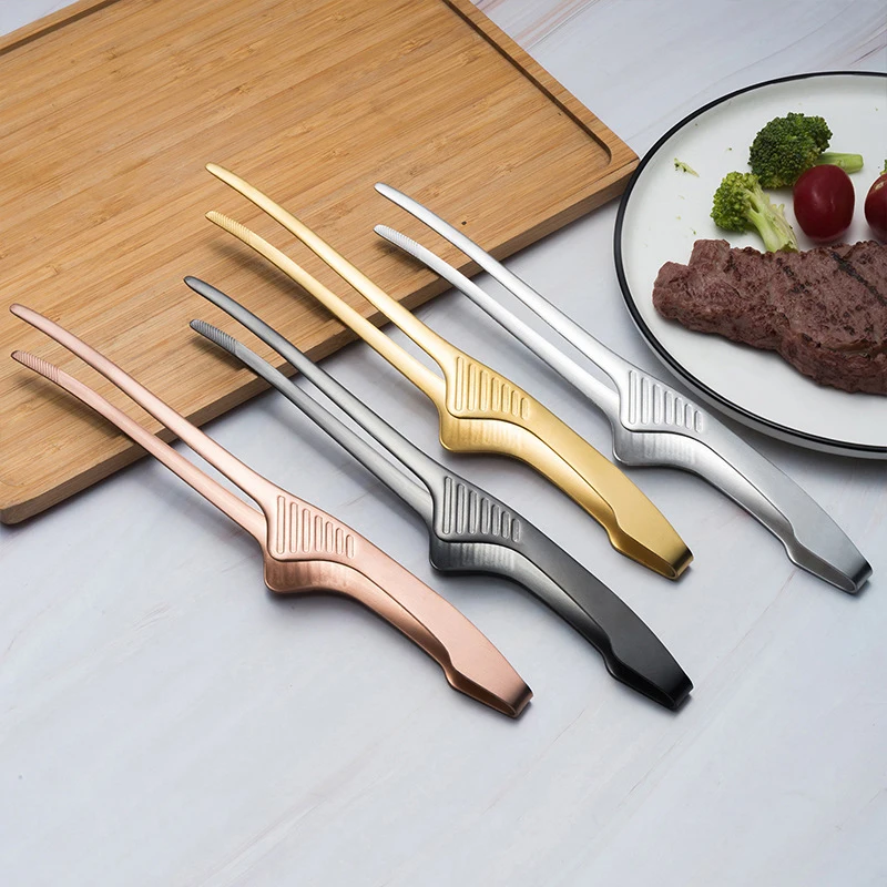 Pinzas para comida de barbacoa, pinzas de acero inoxidable para cocinar al aire libre, pinza antiadherente para carne, herramienta para hornear, accesorios de cocina