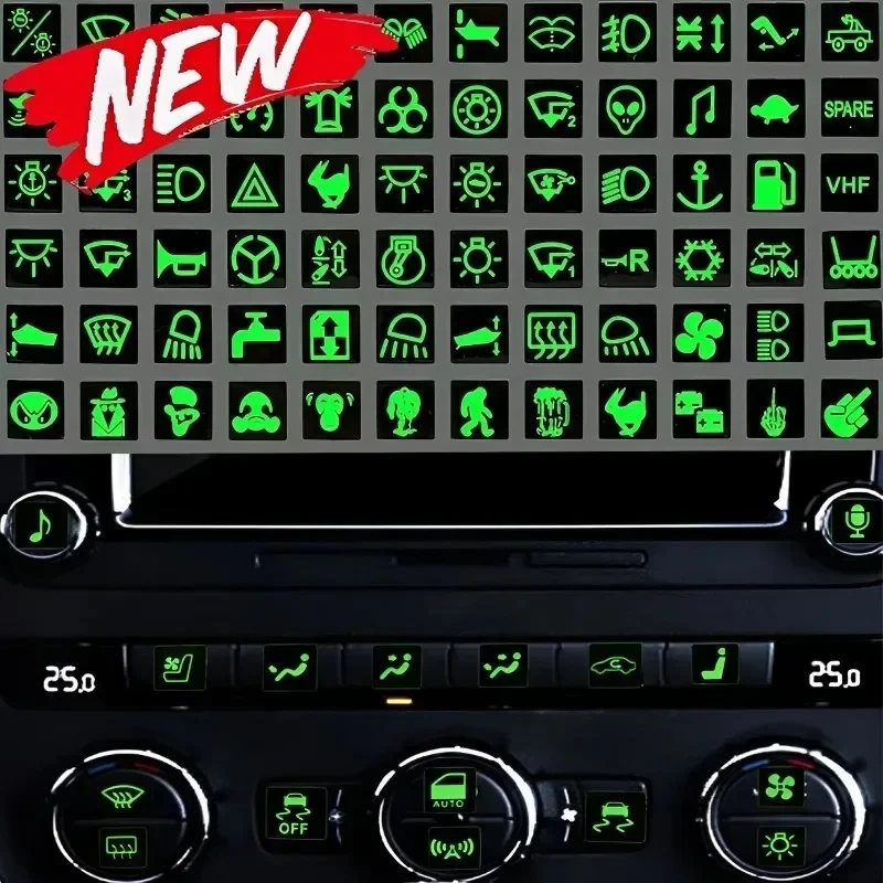 Luminous Car Window Lifter Sticker Instrument Panel Buttons Stickers PVC Window Lifter Switch Button Stickers Car Accessories