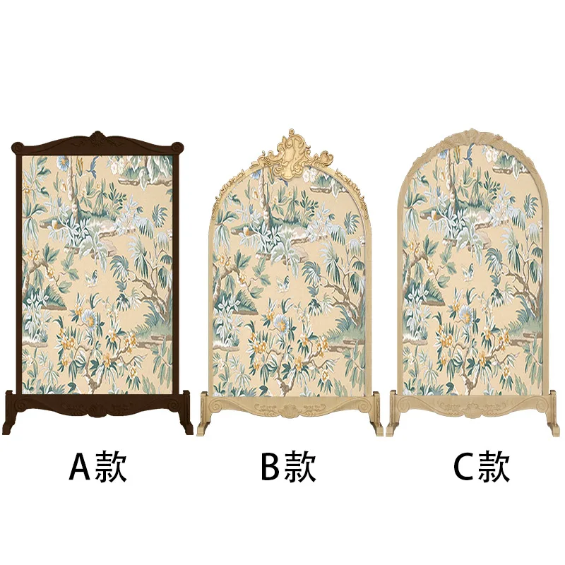 

French antique flower butterfly solid wood carving flower screen partition living room bedroom blocking entrance home mobile sea