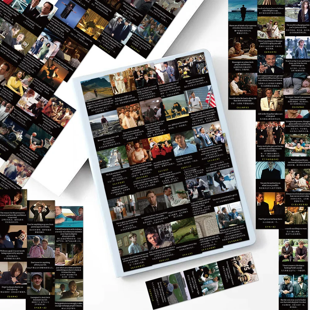 30Pcs Motivational Movie Bookmark Cartoon Decoration Reading Book Page Annotation Book Students Use Paper Cards Back To School