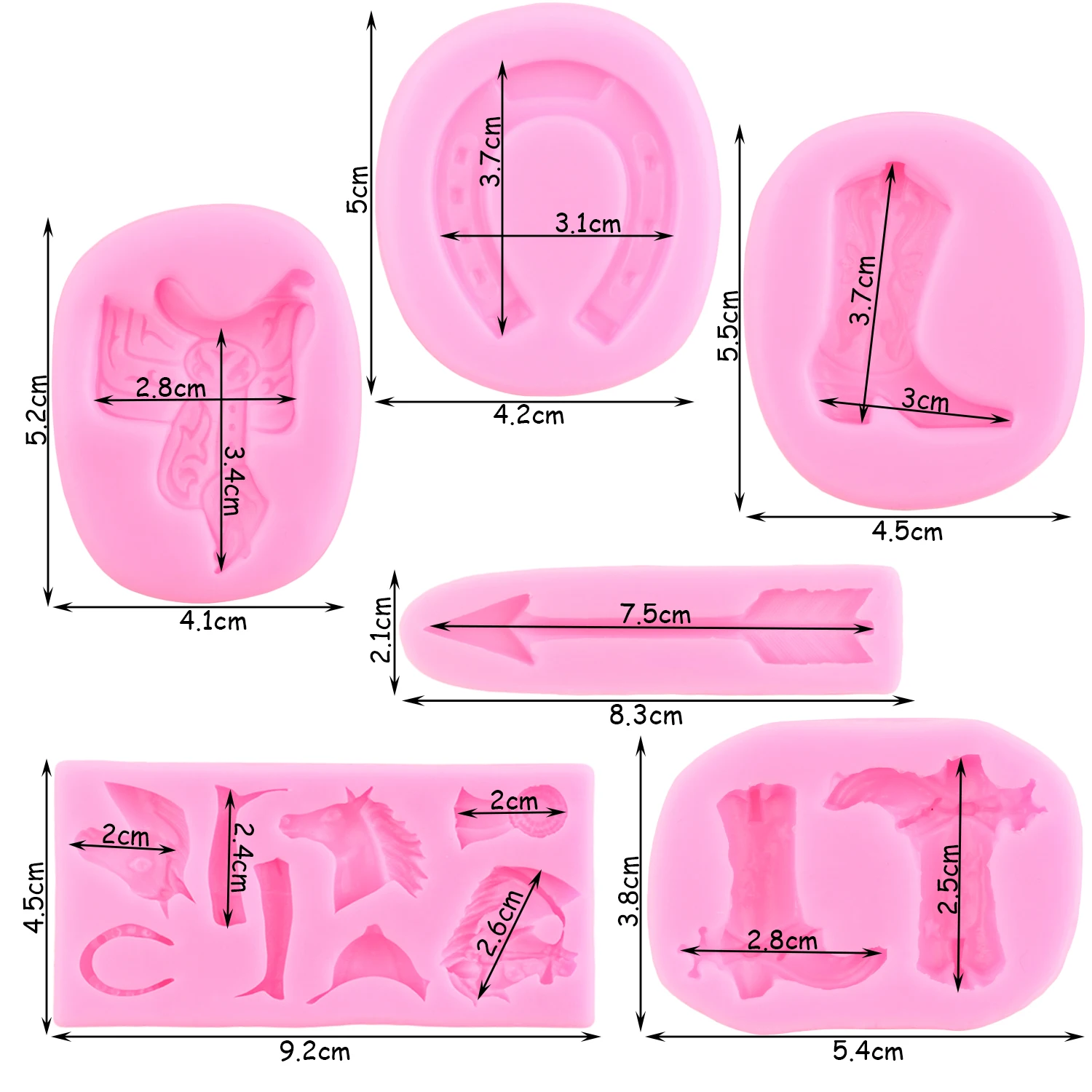 Horse Silicone Mold Horseshoe Fondant Molds Cake Decorating Tools Cowboy Boot Chocolate Gumpaste Mould Candy Resin Clay Moulds