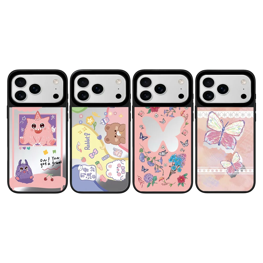 

Butterfly Pink Mirror Surface Magnetic Phone Case Cover for IPhone 12 13 14 15 16 17 Pro Max Case for IPhone 17 Air