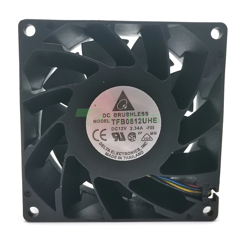 Ventilador axial do inversor quadrado, Delta TFB0812UHE, DC12V, 2.34A, 80x80x38mm Servidor