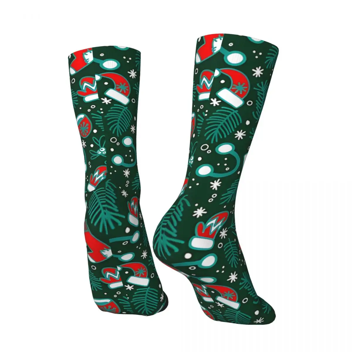 Retro Christmas Green Element Men's compression Socks Unisex Harajuku Seamless Printed Novelty Crew Sock