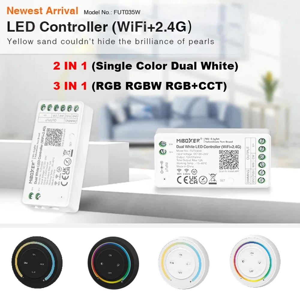 

Miboxer 2,4 ГГц Одноцветный двойной белый RGB RGBW RGB + CCT светодиодный контроллер WiFi + 2,4G FUT035WA затемнение умное музыкальное приложение Голосовое управление