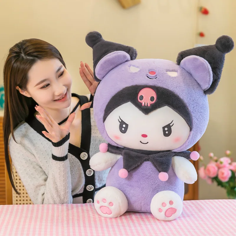 80CM Big Size Kuromi Doll Cartoon Peluche ripiene Anime Cartoon Peluche Decorazione della stanza Rag Doll Regalo di compleanno per bambini