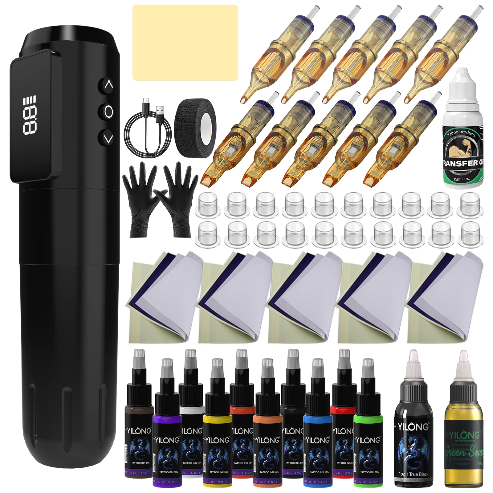 YILONG Professionelles kabelloses Tattoo-Gerät Tattoo-Set für Permanent Make-up Tattoo-Maschinen-Kit, geeignet für Anfänger