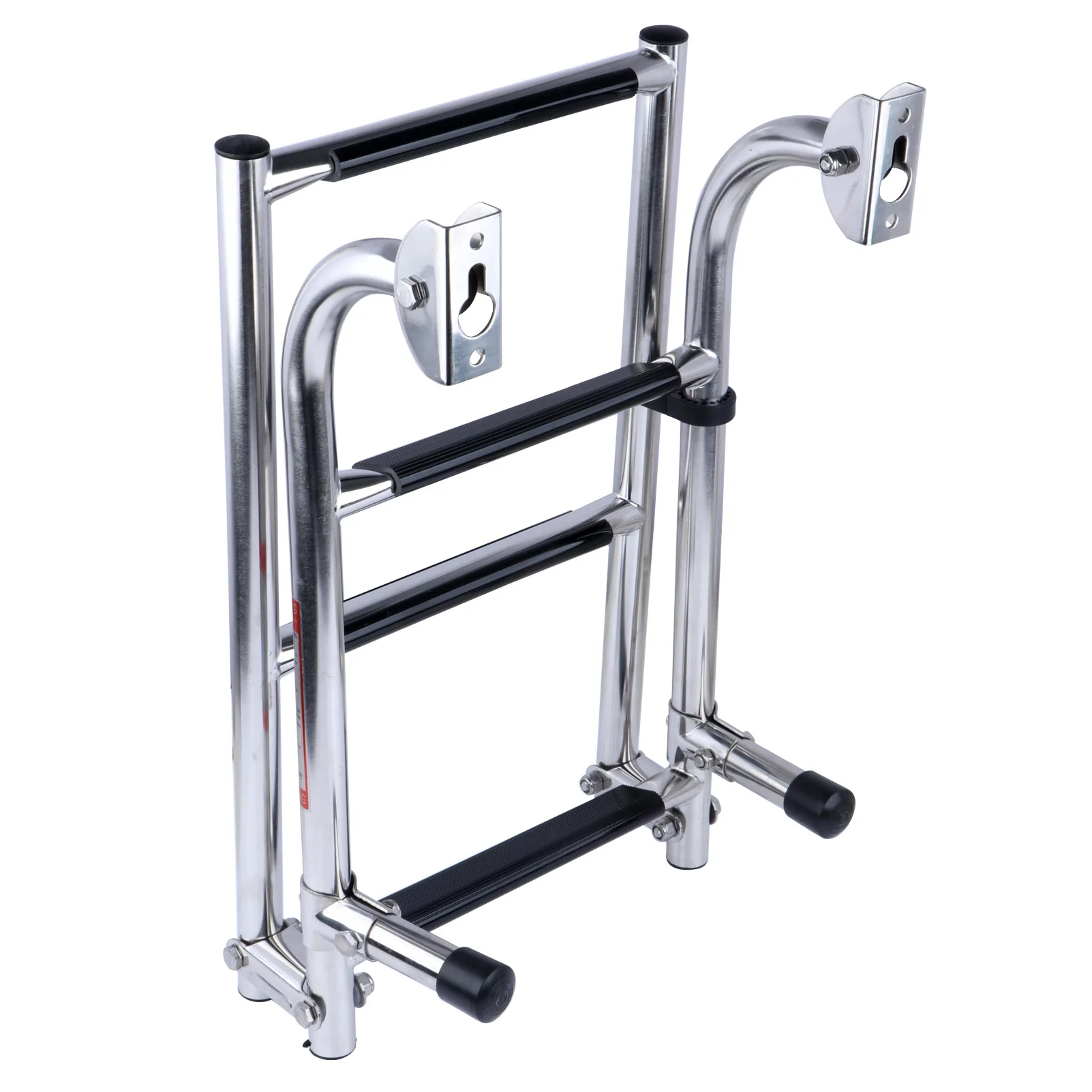 Stainless Steel Folding Boat Ladder 2+1 Steps Portable Swim Ladder Telescoping Stepladder with 200mm Width for Marine Yacht