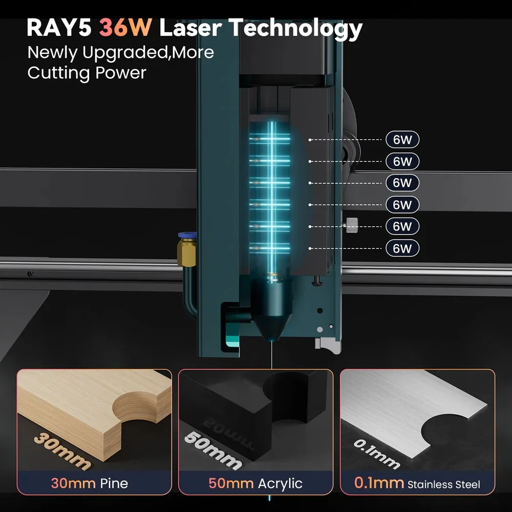 RAY5 30W 레이저 조각 절단 모듈 헤드 강력한 CNC 초점 다이오드 레이저 조각기 기계 액세서리 눈 보호