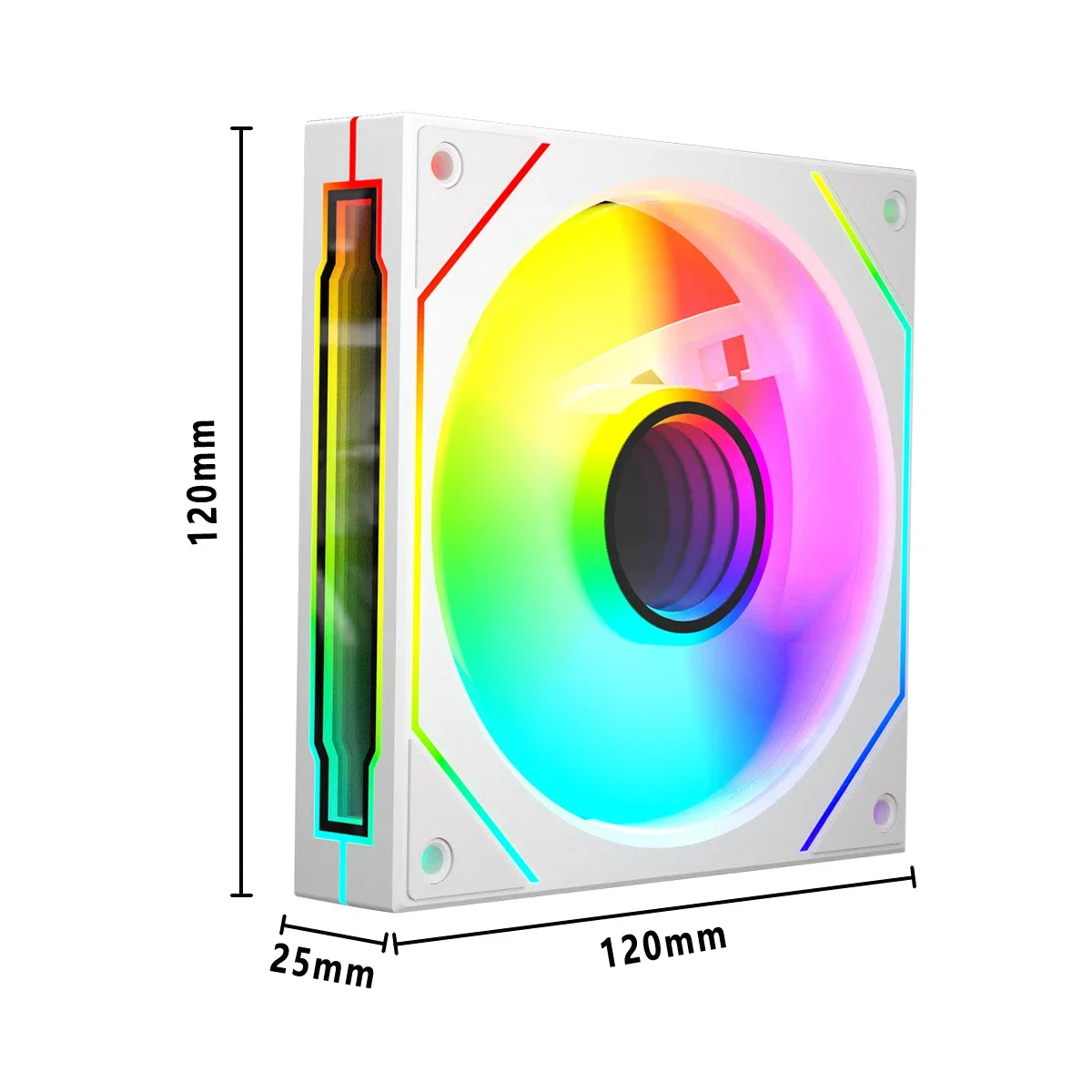 Iwongou Pc Hoes Ventilator Wit Tegenover Drievoudige Spiegel Circulatie Argb 120Mm 4-Pin Pwm Pc Stille Koelventilator Met Laag Geluidsniveau