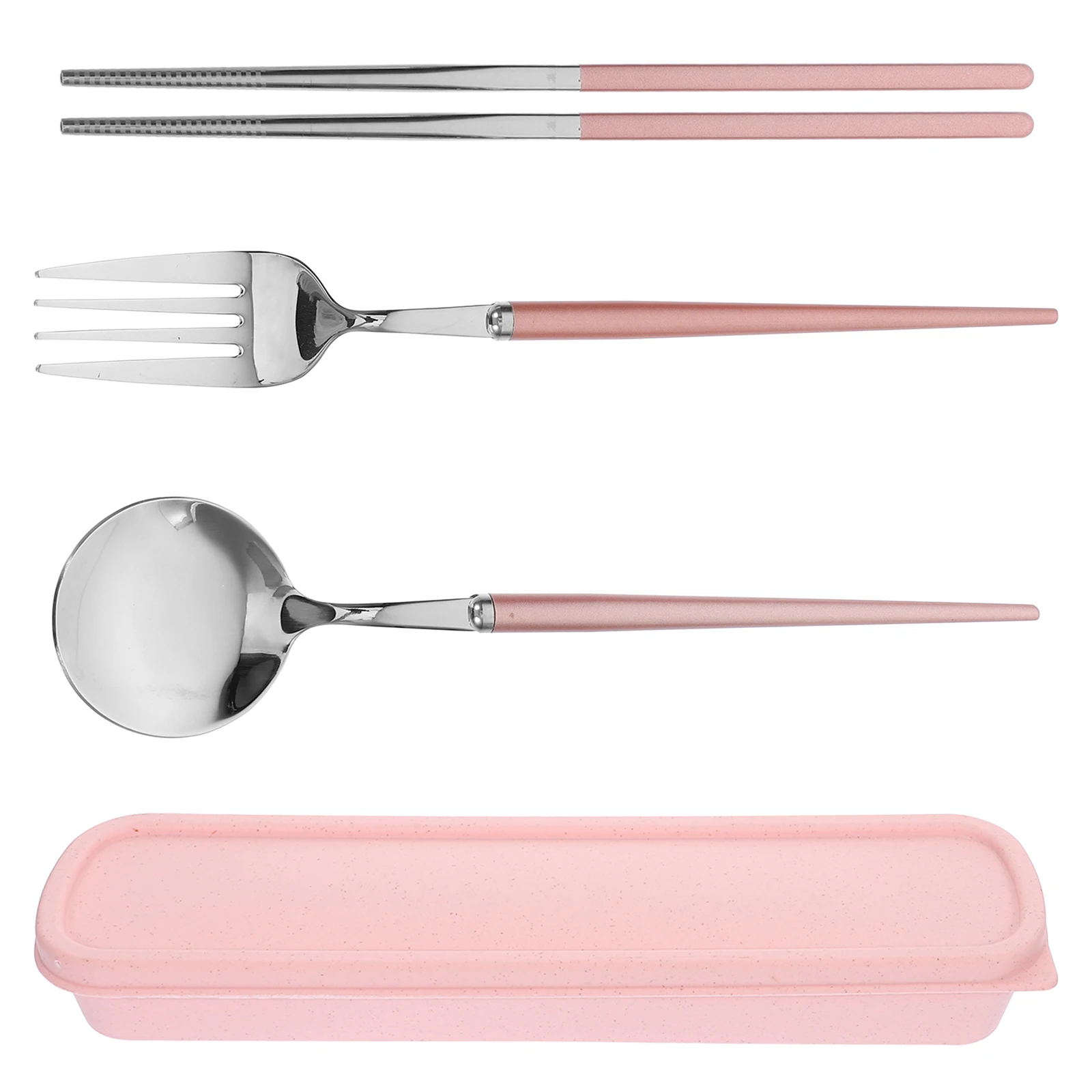 

3Pcs Stainless Steel Cutlery Set Portable Flatware Durable Camping Travel Dinnerware Spoon Fork Chopsticks Case Reusable