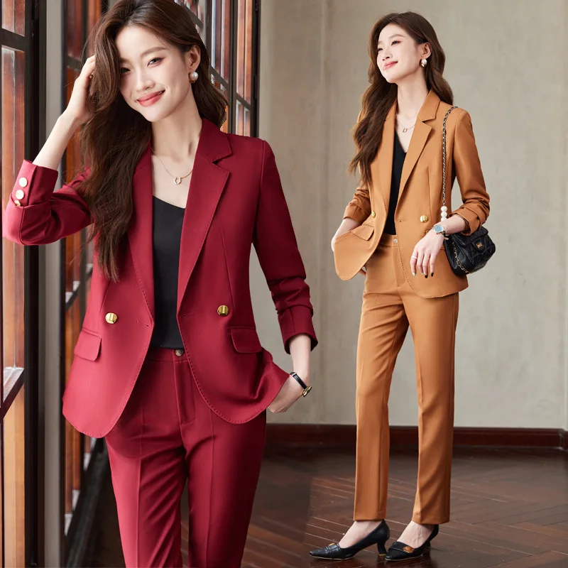 High Sense Suit Women's Autumn and Winter New Slim Fit Slimming Business Host Professional Tailored Suit Two-Piece Pants