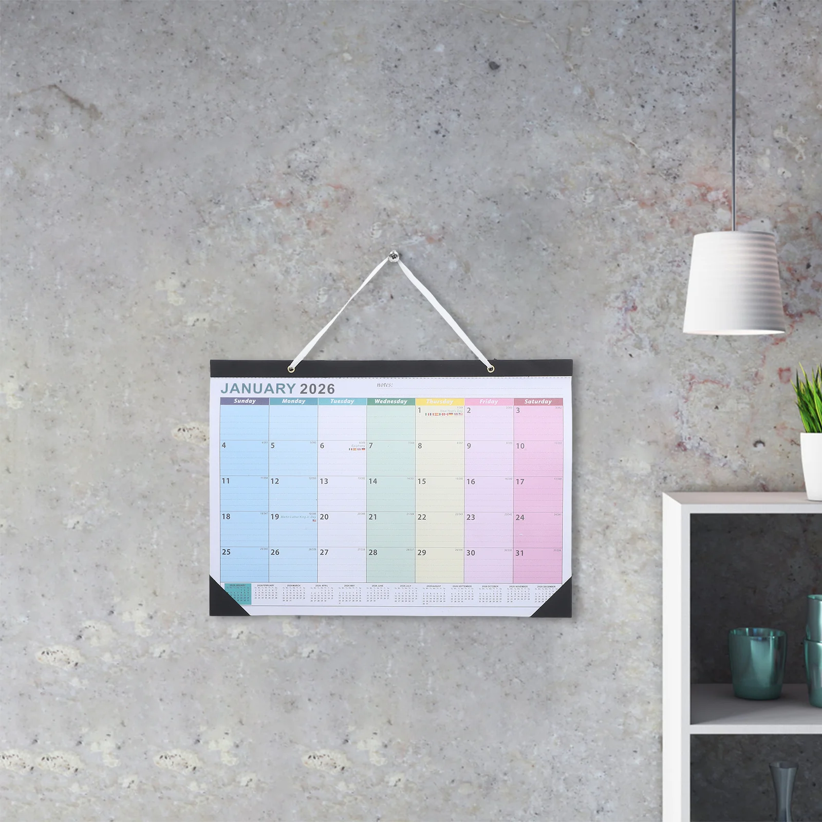 

Wall Calendar 2026 18 Months Multi Country Holidays Horizontal English Planner Large Monthly Squares Home Office