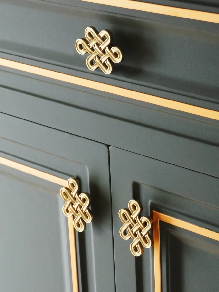 Creative Chinese Knot Brass Handle Wardrobe Kitchen Cabinet Door Handles and Pulls Drawer Knobs Decor Furniture Handles Hardware