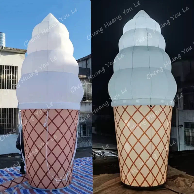 

Summer hot sale giant inflatable ice cream realistic 2.5meter dessert cartoon customize logo sweet cone
