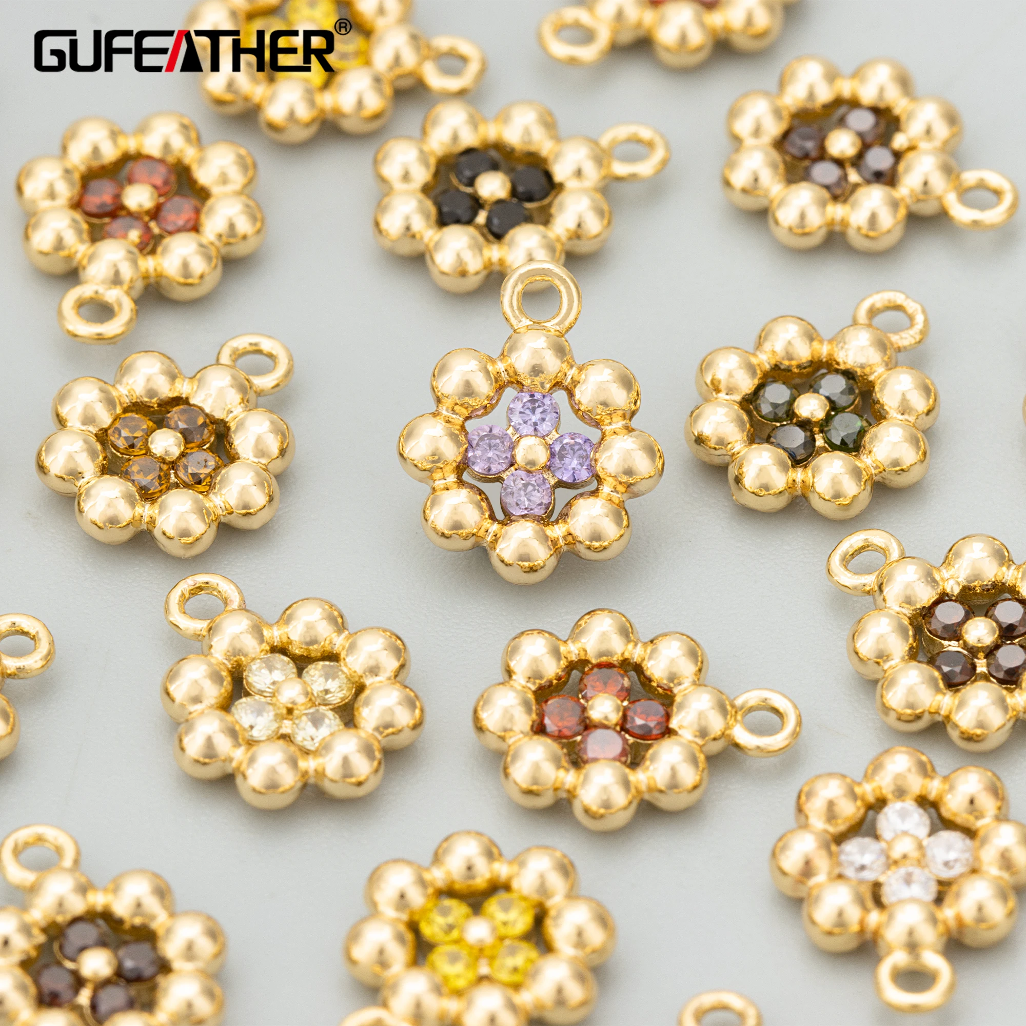 GUFEATHER ME89,jewelry accessories,18k gold plated,copper,zircons,nickel free,charms,jewelry making,diy pendants,10pcs/lot