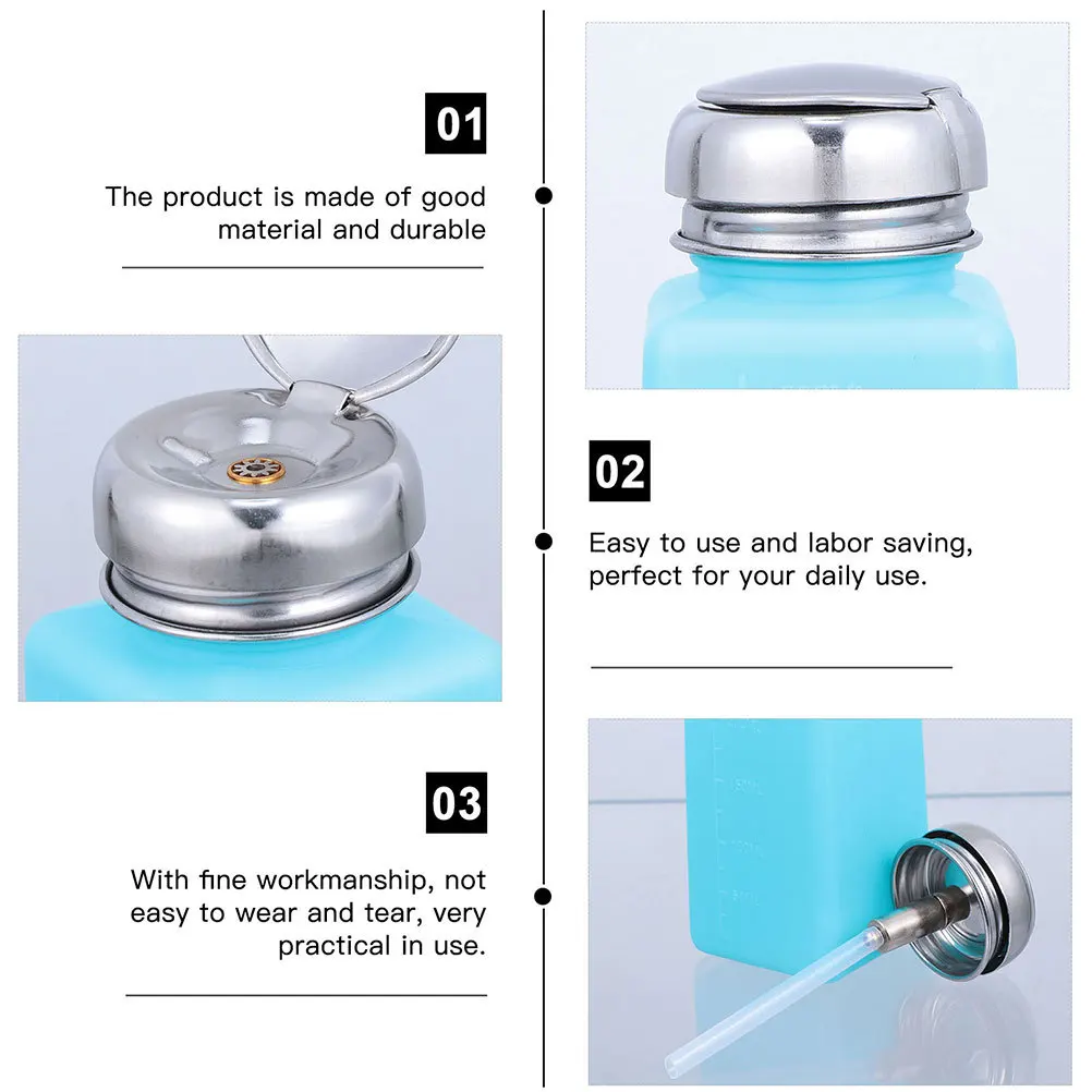 

1pc Cleaning Bottle Press Pump Design Large Opening Clean Leakproof Liquid Dispenser Alcohol Makeup Remover Lotion